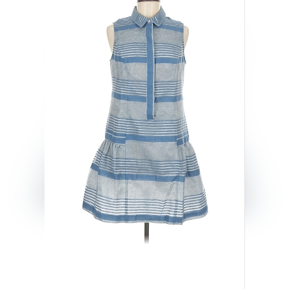 Shoshanna blue and white striped A-line polo Sleeveless Blue Dress, Size 8
